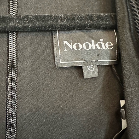 NWT NOOKIE designer black bodycon short sleeve cocktail dress with fringe - Picture 6 of 10